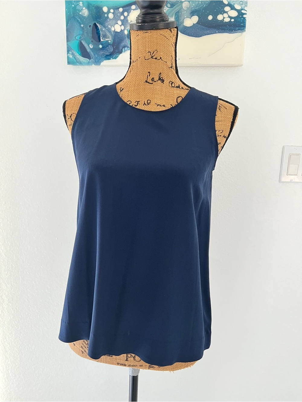 Sleeveless Navy Women's Silk Top